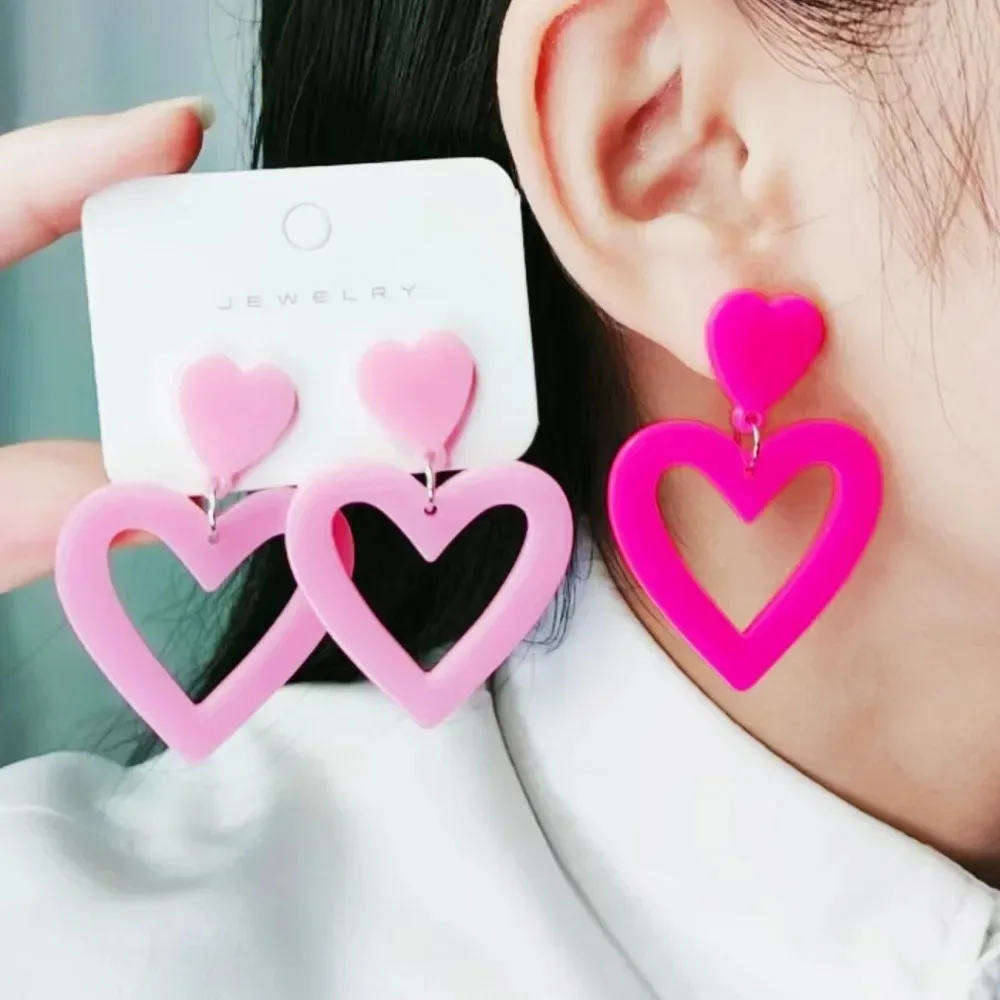 Heart Drop Earrings for Women Girls  Geometric Love Dangle Earring Jewelry Valentine's Day Gifts