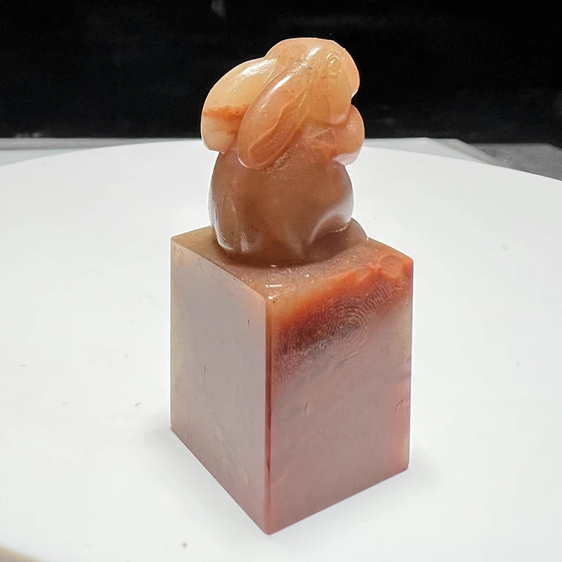 

Custom Chinese Zodiac Rabbit Seal Stamp, Personalized Red Stone Name Chop for Calligraphy & Painting, Handmade Signature Stamp