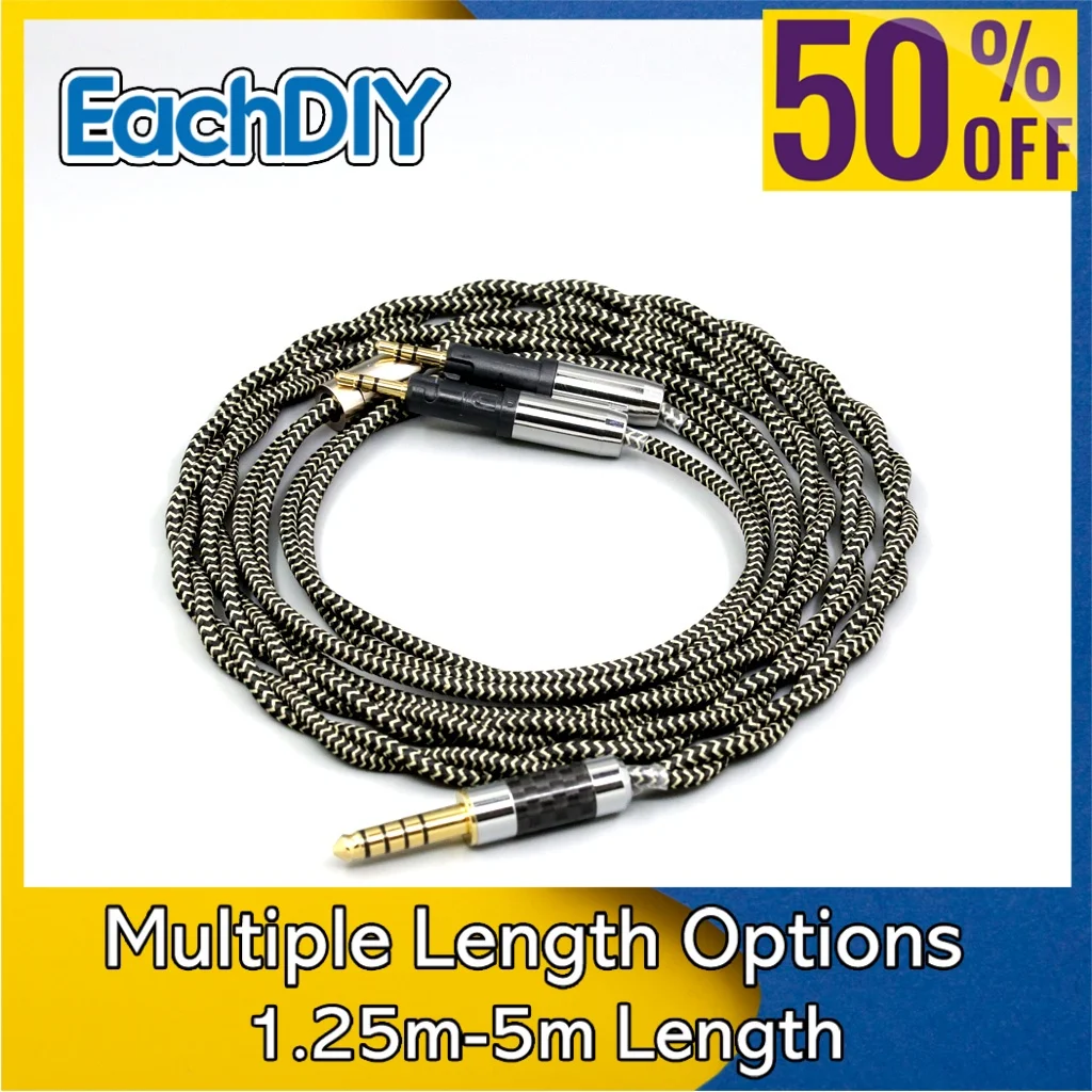

2 Core 2.8mm Shield Braided Litz OFC Sleeve Earphone Cable For Audio-Technica ATH-R70X Headphone Headset 8054