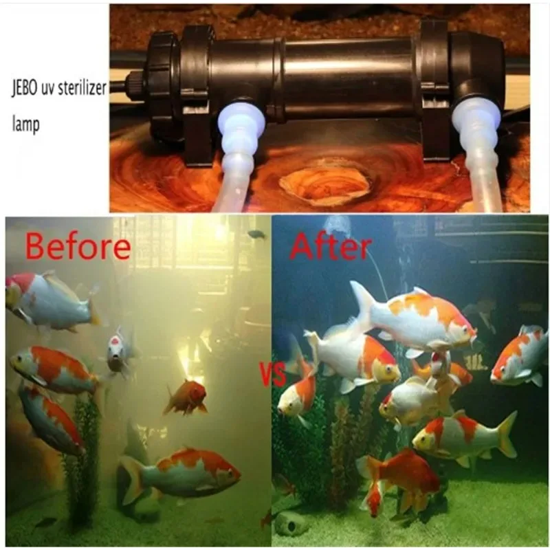 JEBO Aquarium Pond UV Sterilizer Lamp Light Water Cleaner Fish Tank Ultraviolet Filter Clarifier 5W 7W 9W 11W 13W 18W 24W 36W
