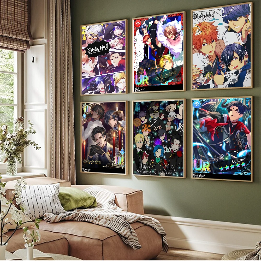 Game O-Obey Me Anime Movie Sticky Posters Fancy Wall Sticker For Living Room Bar Decoration Vintage Decorative Painting