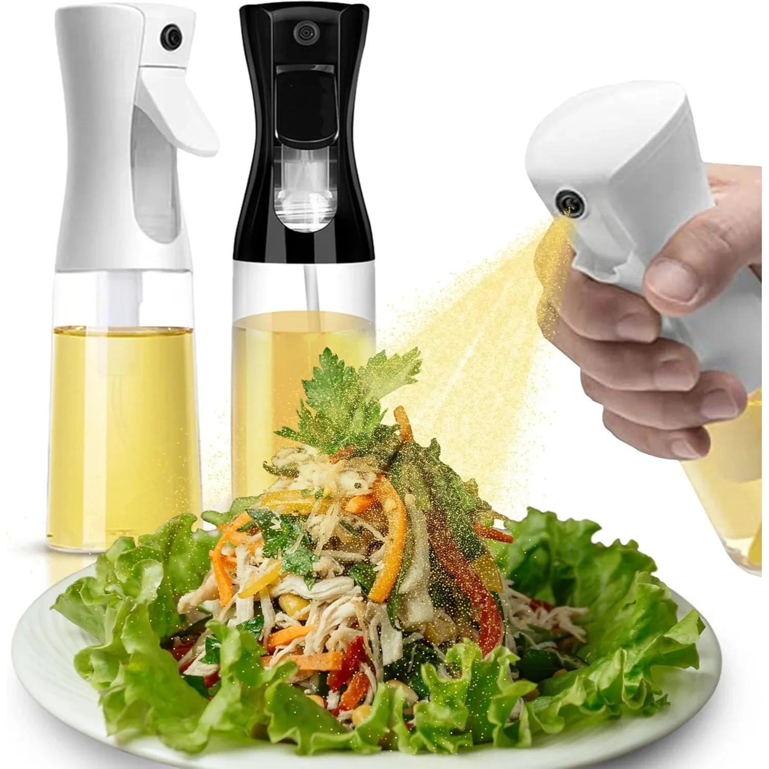 Household Atomized Olive Oil Spray Bottle 200/300/500ML Mist Oil Tank Portable Sprayer For Air Fryer BBQ Kitchen Cooking Gadget