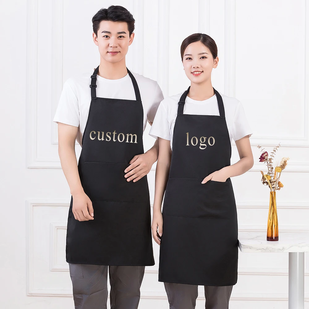 Men\'s Women\'s Waiter Apron Uniform Kitchen Cooking Garden Repair Sleeveless Cloth Bib Bar Milk Tea Coffee Master Pinafore Custom