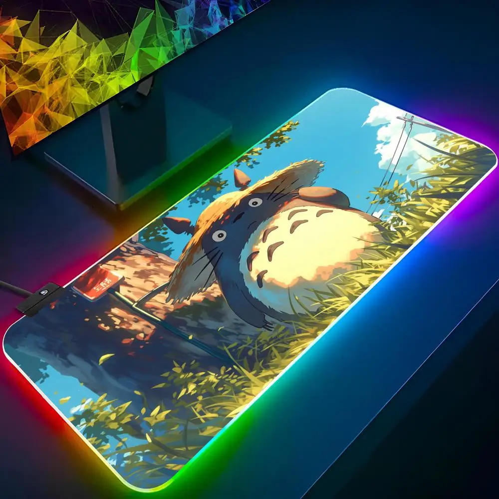 Imagem -04 - T-totoros Rgb Gaming Mouse Pad Teclado Retroiluminado Gamer Girl Trend Mat Laptop Almofadas de Mesa Deskpad xl