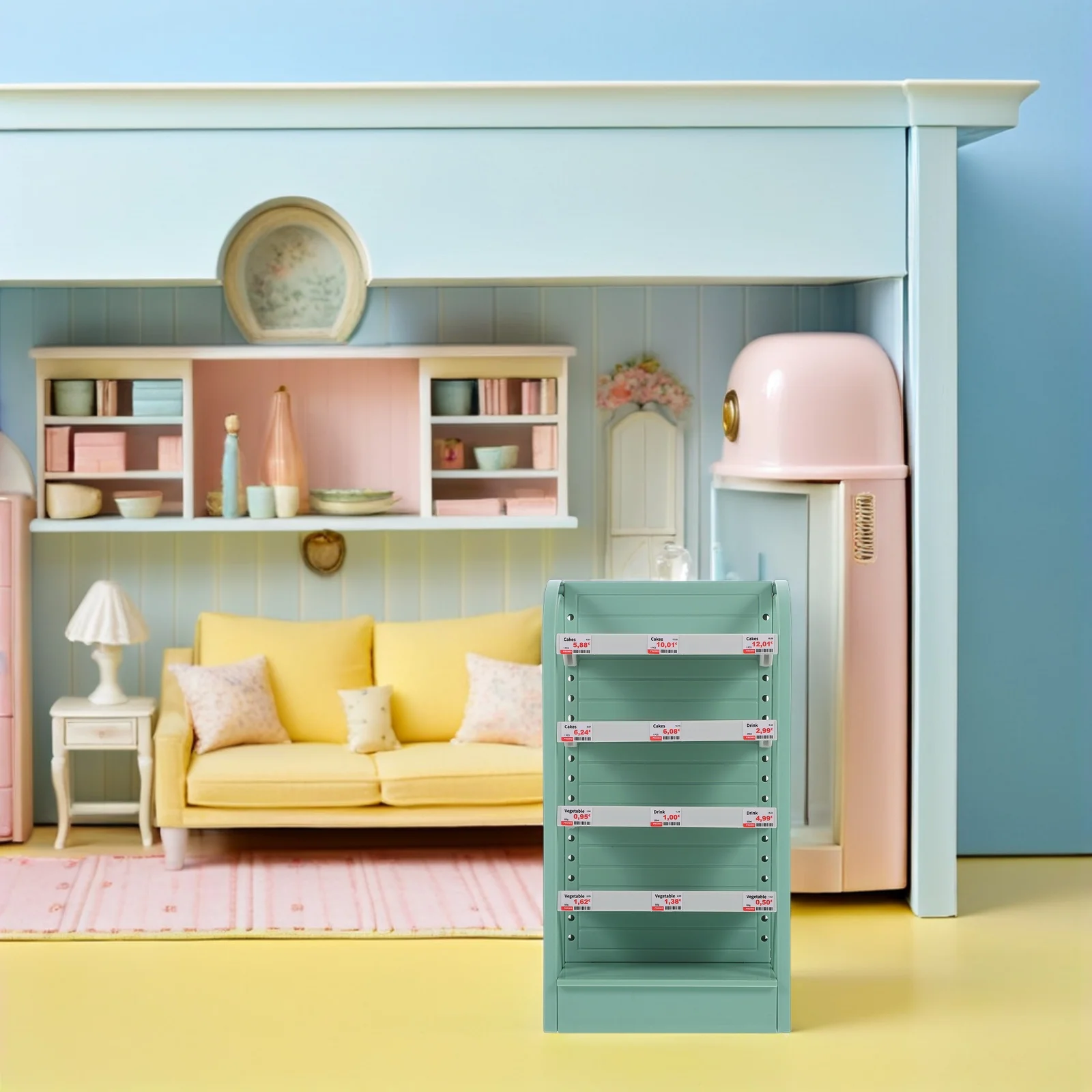 

Mini Supermarket Display Stand Bakery Cabinet Rack Shelf Toy Dollhouse Shelves Storage Food Furniture Cake Child