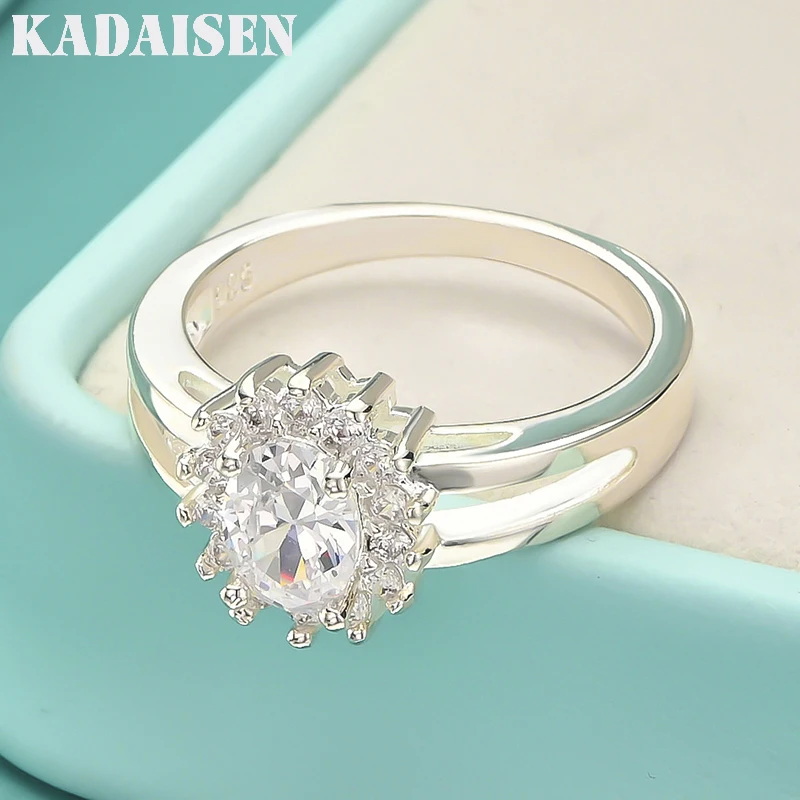 Popular Brands 925 Sterling Silver Crystal Flower Moissanite Diamond Rings For Women Fashion Wedding Party Gifts Jewelry