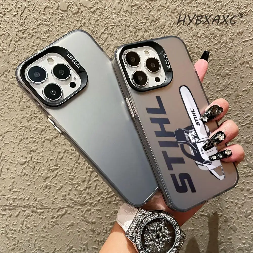 

HD XAXC S-STIHLs Chainsaw Logo Phone Case For iPhone 16 15 14 13 12 11 Pro Max Black Matte Multicolor Hot-selling materials