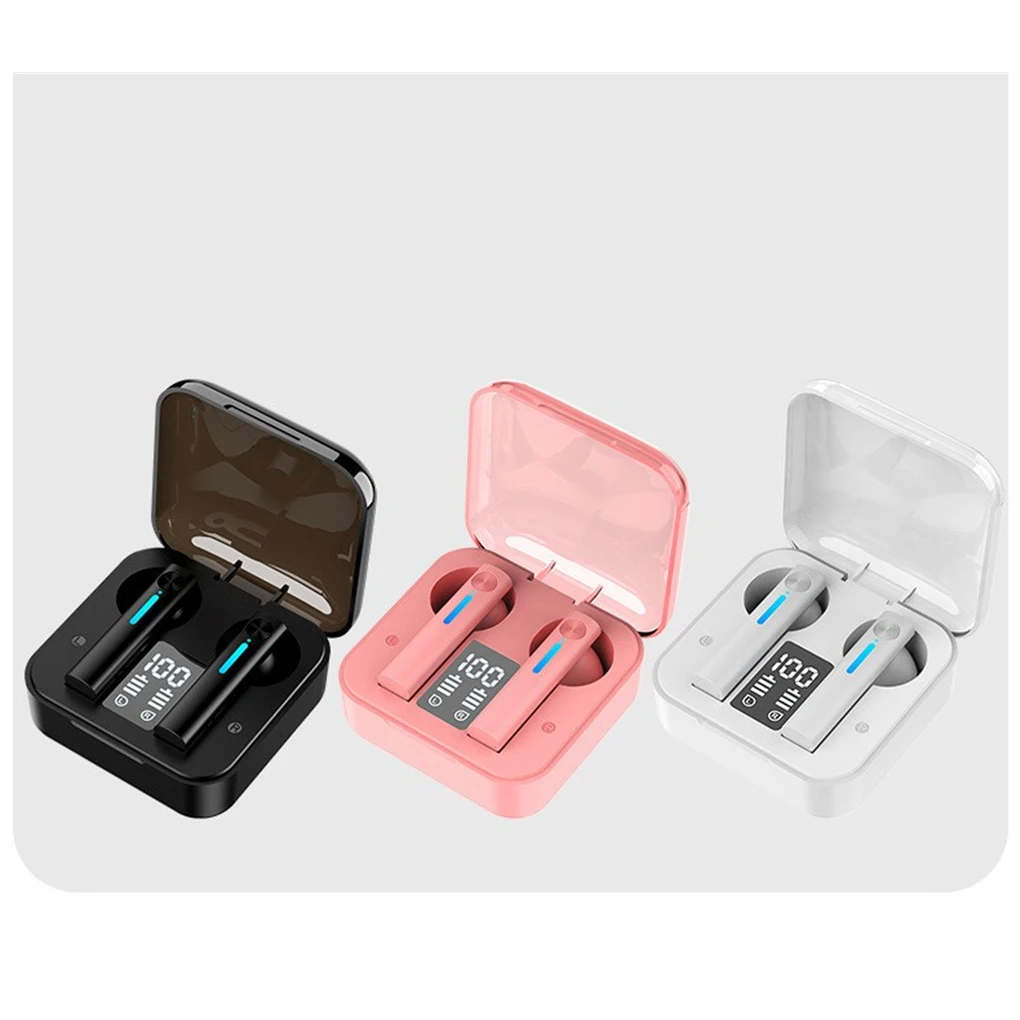 Bluetooth-Compatible Earphone with Charging Case TWS Sports Running Earbud Touch Control Headphone Computer Electronics White