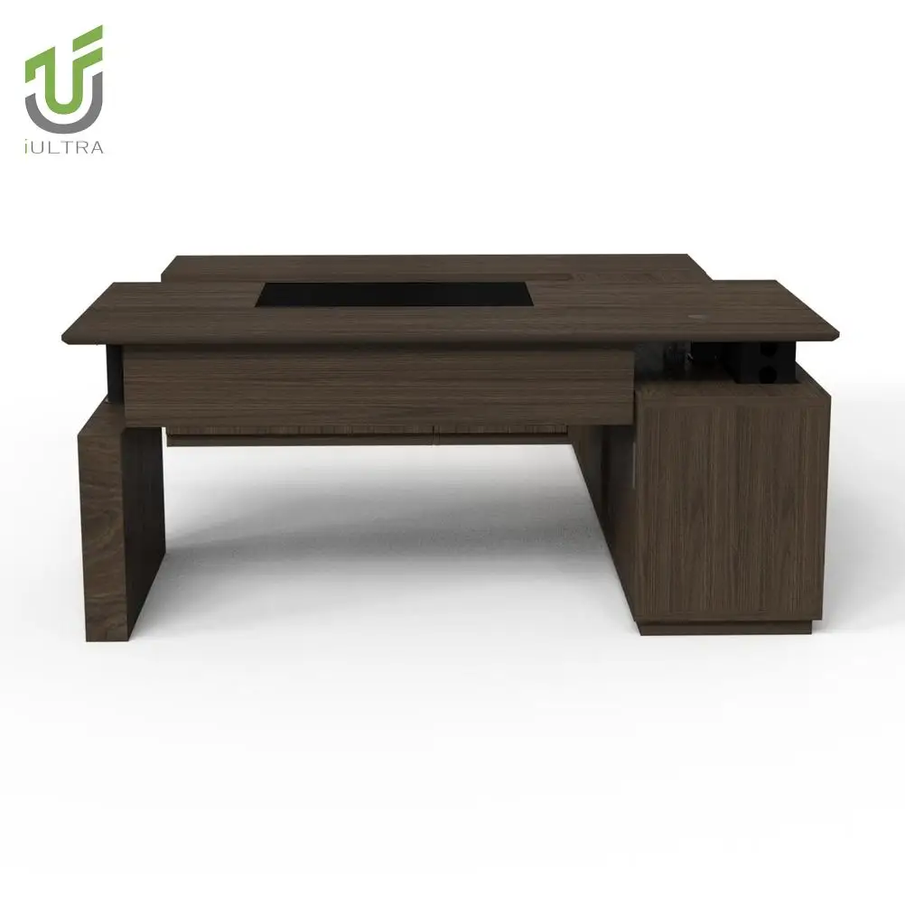 IULTRA Motorized Standing L Shape Sit Stand Height Adjustable Desk With Drawers And Shelves,