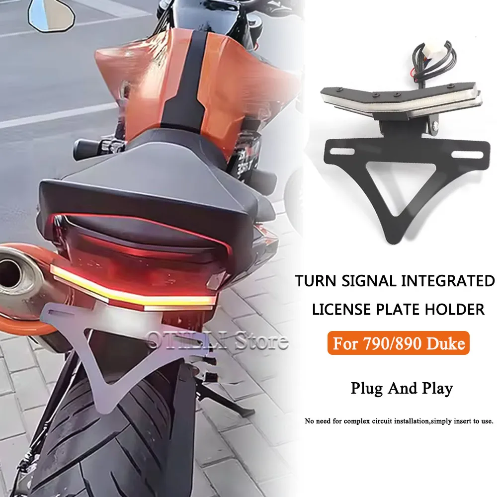 

Светодиодный хвостовой аккуратный фиксатор крыльев с ЧПУ, алюминиевый держатель номерного знака мотоцикла, подсветка номерного знака для 790 Duke 890 DUKE 2018-2025