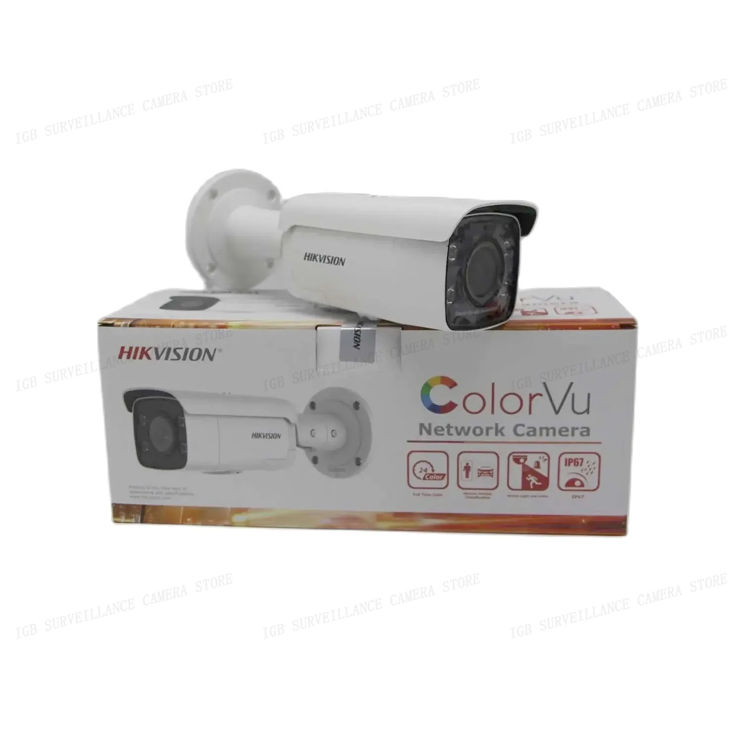 كاميرا شبكة ثابتة Hikvision ، ضوء قوي من ColorVu ، تحذير مسموع ، قمر 8 ميجابكسل