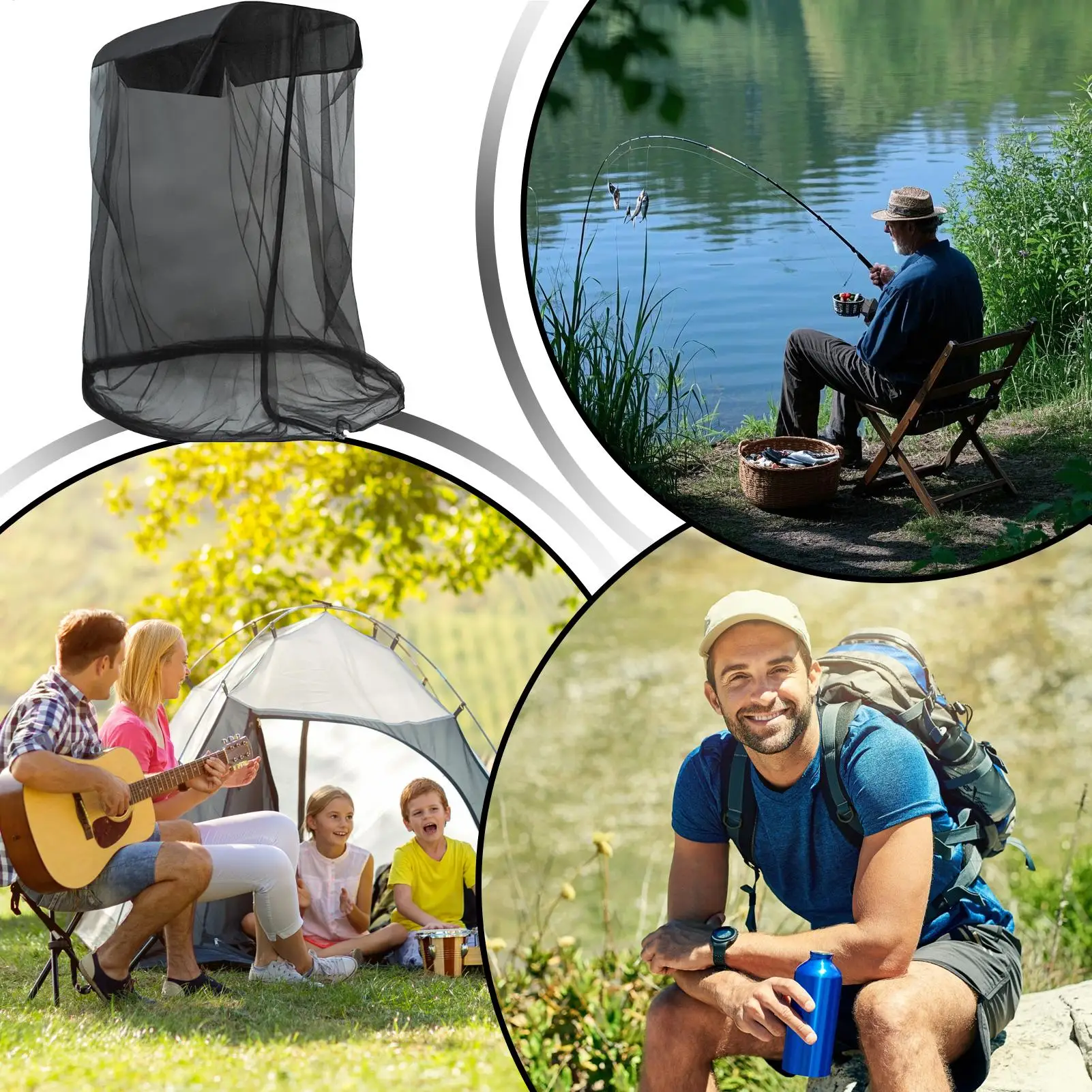 Camping Fly Net Zippered Opening Netting Shelter Fly Net Cover For Backpacking Hiking Camping Beach Lawn Outside