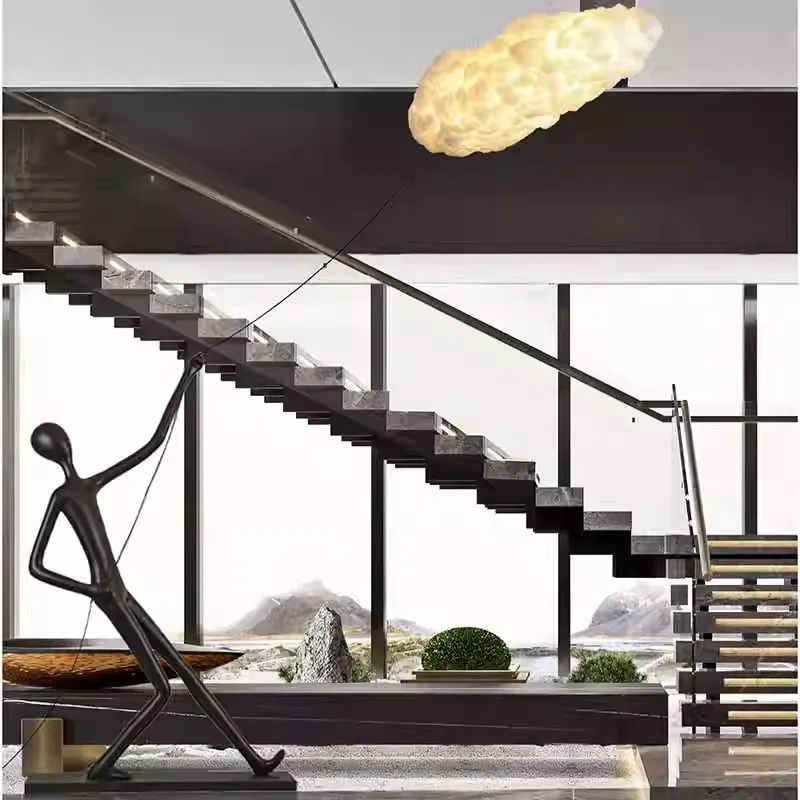 Creative Cloud-Puller Human Sculpture Floor Lamp & Large Art Glass Ornament - Light Luxury for Lobby, Sales Office & Hotel