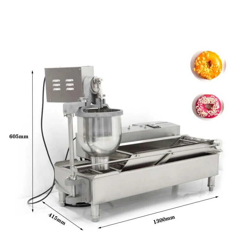 7L 2-Row Automatic Donut Making Machine Auto Doughnut Maker Hopper with 3 Sizes Molds Fryer Kitchen Appliances Commercial