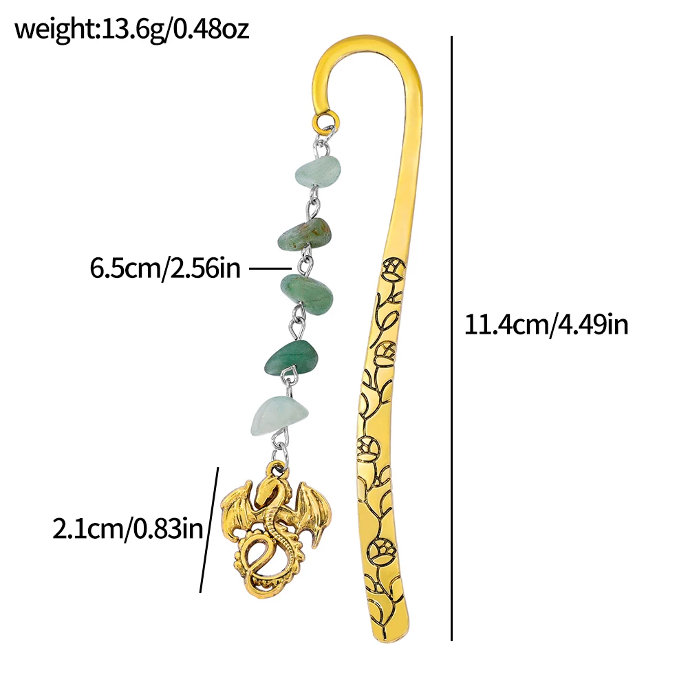 خمر السيف التنين المرجعية المعدنية مع حبات اليشم الذهب/الفضة مجنح التنين كتاب علامات الخيال الأدبي هدية للقراء Boo #3