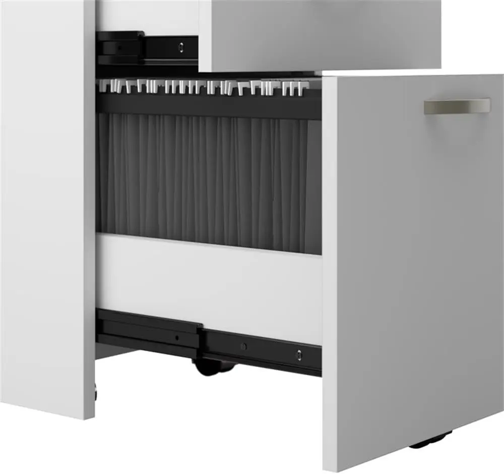 Drawers, and Organizers | Modern Computer Table Set with Privacy Panels for Commercial Workspace, 65W, Pure White