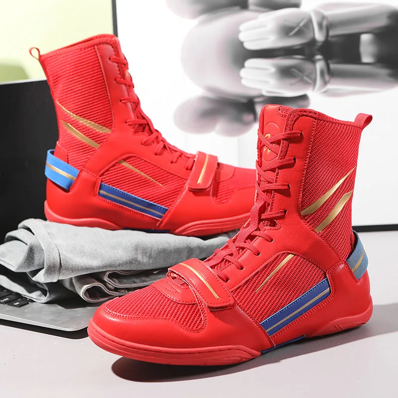 Zapatos de boxeo profesionales para hombre, calzado de entrenamiento interior transpirable, zapatos de lucha, botas de combate de diseñador