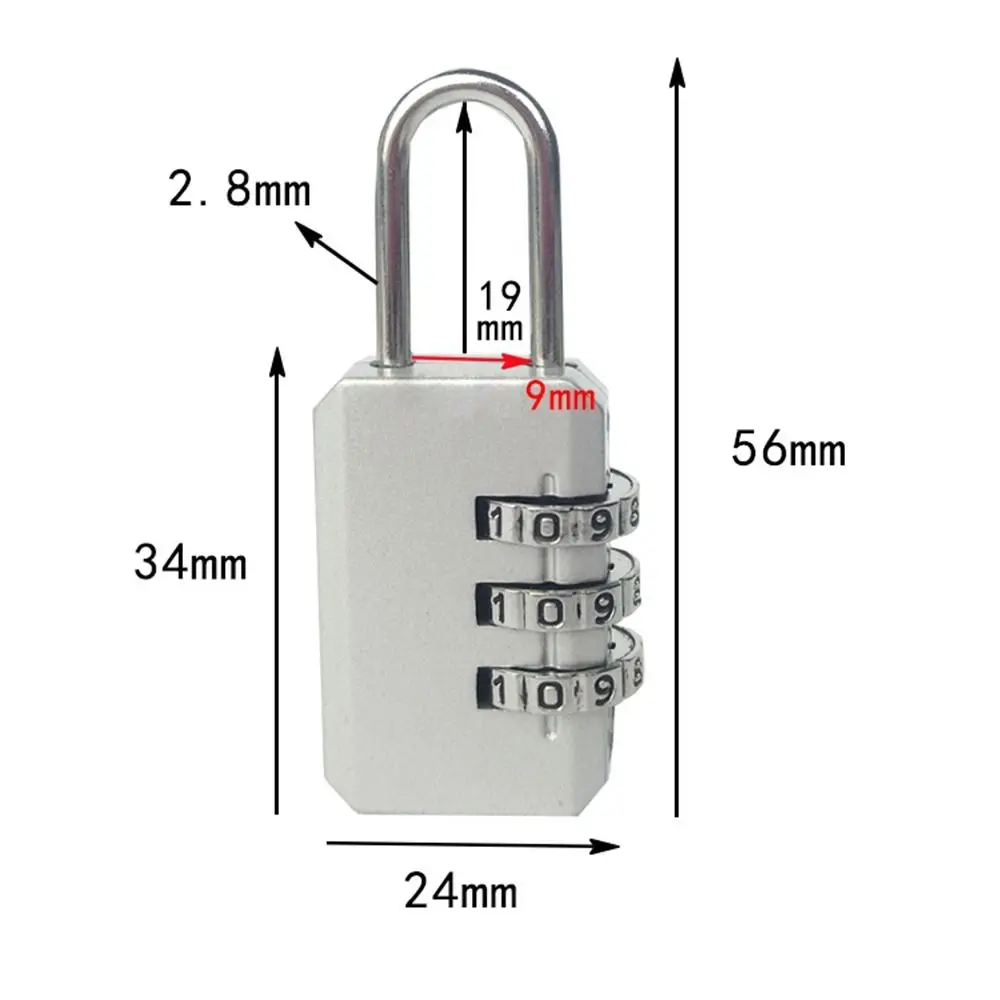 3 Dial Digit Number Combination Password Lock Travel Security Protect Locker Suitcase For Luggage/Bag/Backpack/Drawer Small