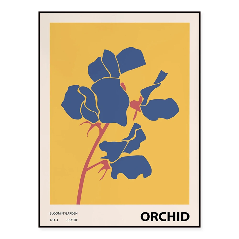 Colorful floral art posters featuring lilies, tulips, jasmine, marigolds, poppies, petunias, mushrooms, and olives.