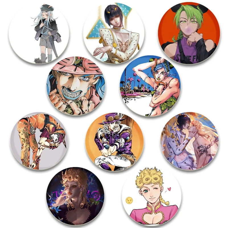 Anime JoJo's Bizarre Adventure Cartoon Badge Round DIY  Handmade Creative Brooches for Backpack Jewelry Accessories Gifts