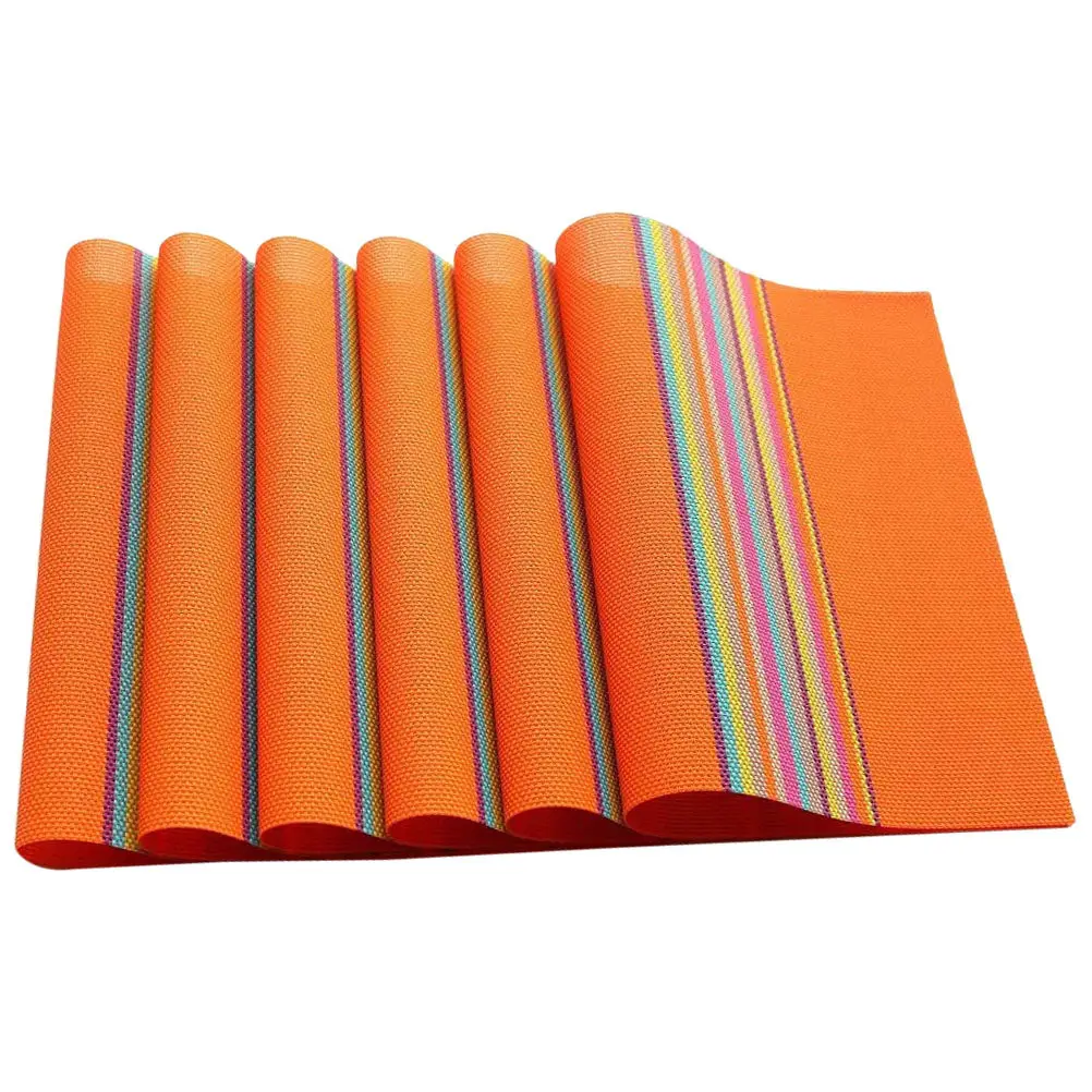 6Pcs Home Placemats Heat Resistant PVC Table Mats Non-Slip Waterproof Washable Anti-Scald Dining Kitchen Decoration