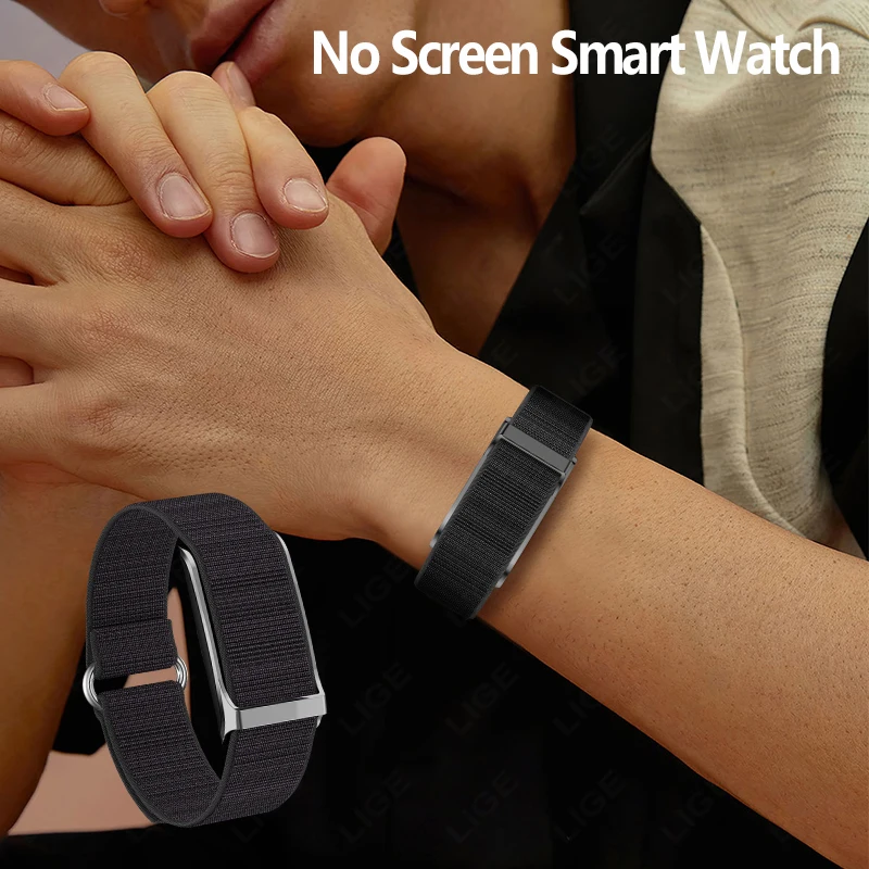 LIGE سوار ذكي المقتفي لا شاشة اللياقة البدنية ساعة ذكية 2025 مراقب معدل ضربات القلب 1ATM مقاوم للماء عداد الخطى Smartwatch الرجال النساء