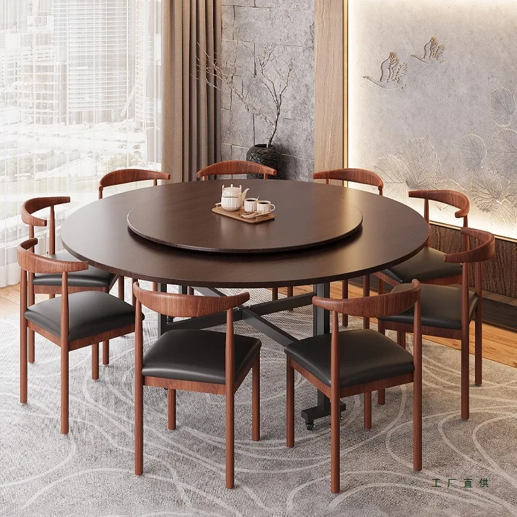 Solid Wood Dining Table Foldable Round Household Small Apartment Dining Table Vintage Style Dining Restaurant
