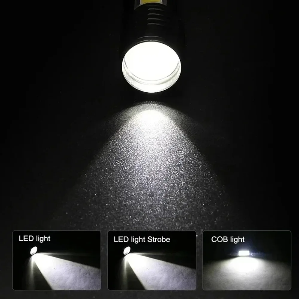 USB Rechargeable Mini Flashlight COB+XPE Portable Built-in Battery Zoomable Small Torch 3 Mode Camping Emergency Flashlights image 4