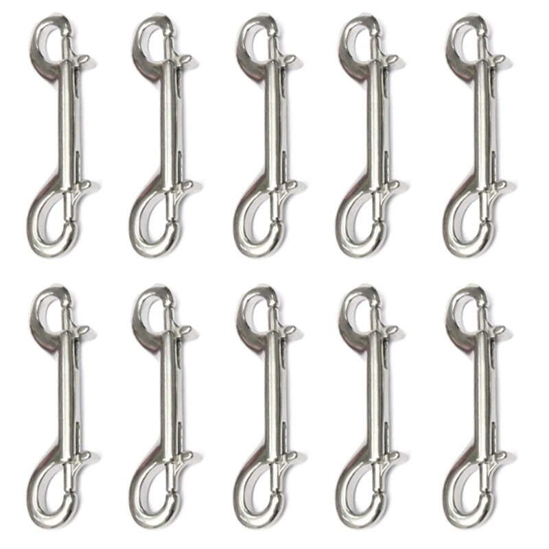 Double Ended Bolt Snap Hook, 10 Pack 3-1/2 Inch Double End Trigger Snaps Metal Clips For Diving, Dog Leash Durable