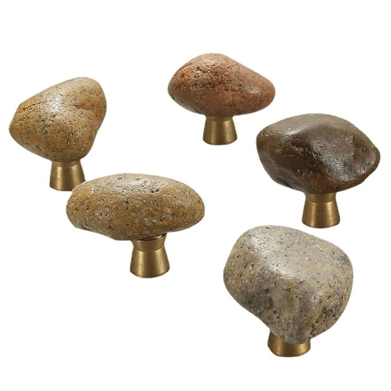 5Pcs Elegant Wardrobe Knob Cobblestone Cabinet Drawer Handle Cupboard Pulls Simple Furniture Decoration Easy to Install