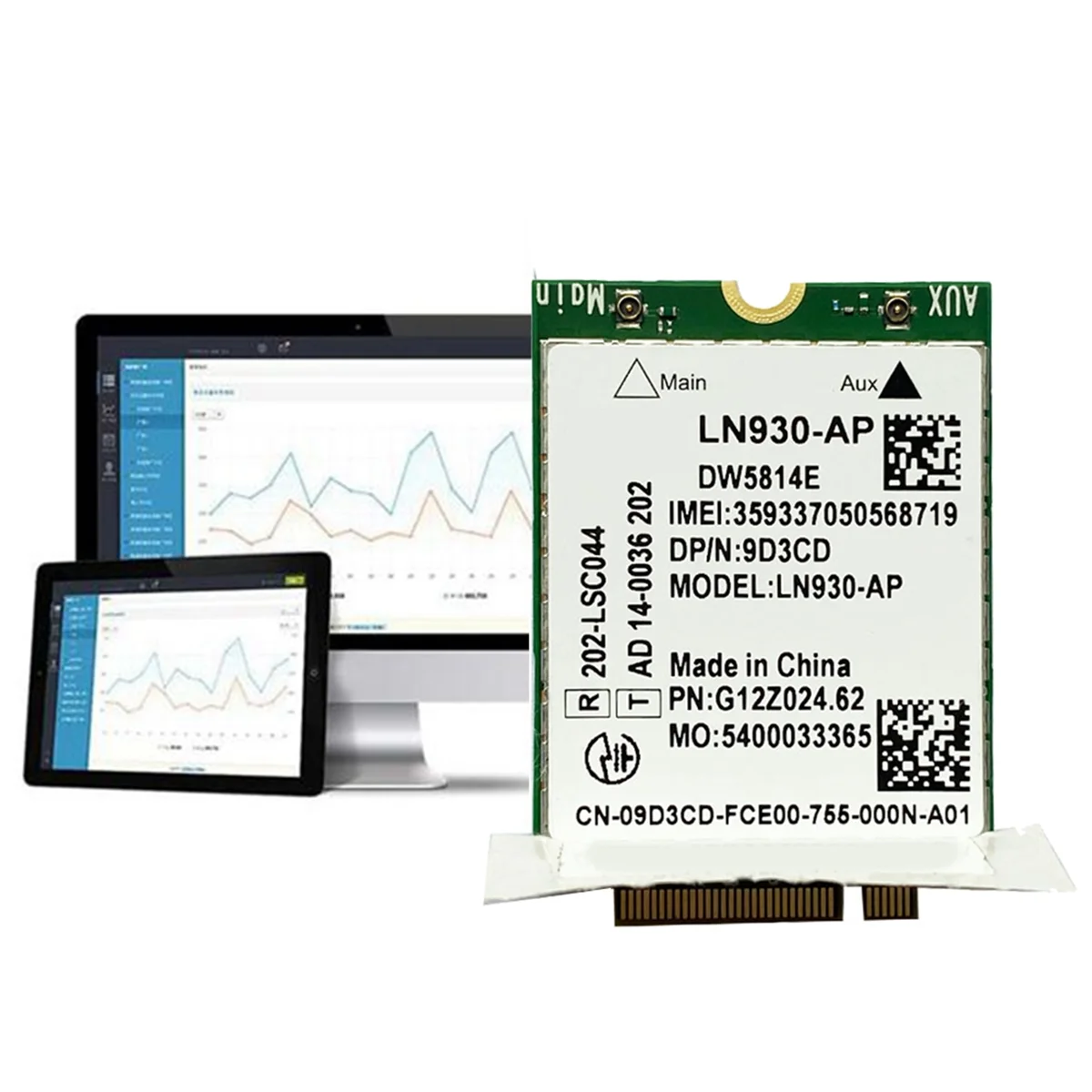 DW5814E for Telit LN930-AP WiFi Card+2XAntenna WWAN FDD-LTE NGFF 4G Module for Dell Laptops Latitude 5285 5580 7480