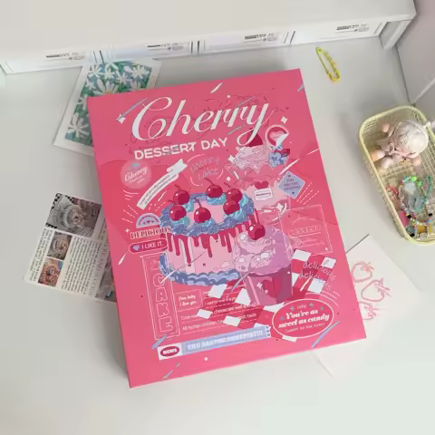 Sweet A4 Hard Cover Card Album Cute Anime Binder Photo Holder, 9-Grid Pocket Pages for Postcards, Idol Pictures &amp; Collectibles