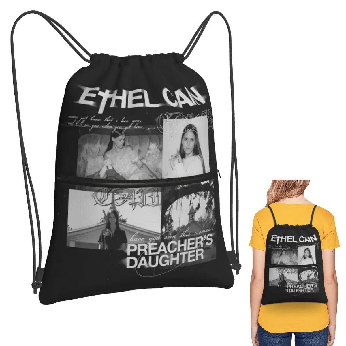 Ethel Cain Singer Album Music Tour 2024 Backpacks Casual Drawstring Bundle Pocket Shoes Bag Book Bags for Man Woman Students