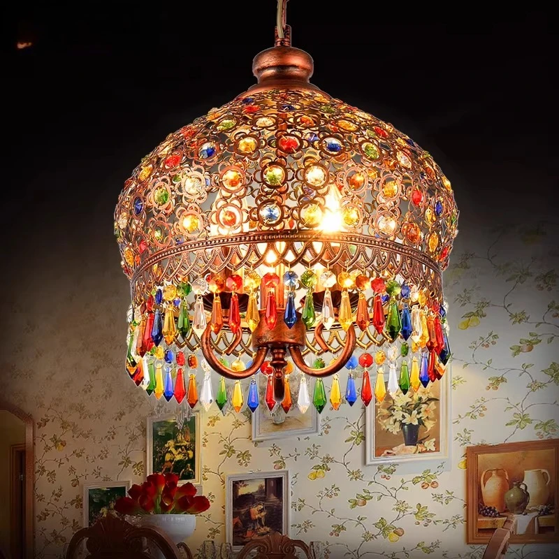 Style Chandelier Dining Room Light European Vintage Study Bedroom Room Light Bohemian Turkish Chandelier