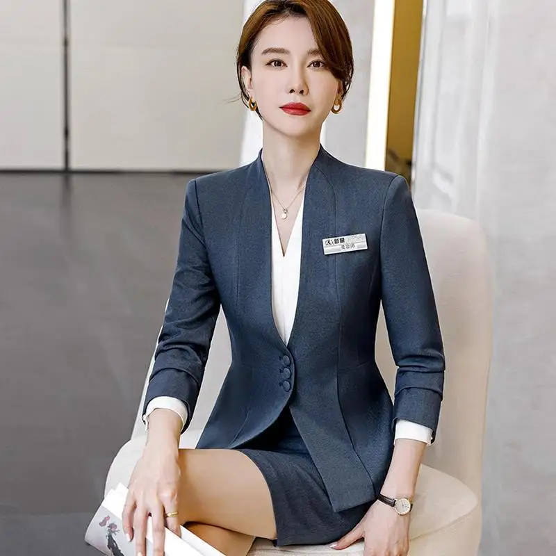 4-A14  Professional suits for women, workwear for spring and autumn, high-end hoteer formal suits, jewelry store work clothes