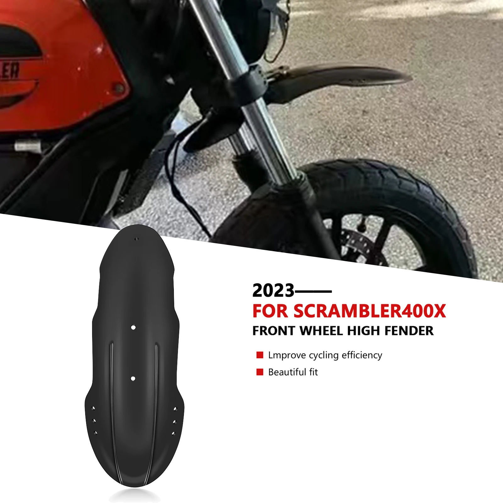 For Motorcycle Front Fender Front Wheel Extension Mudguard  Mudflap Splash Guard High Front Fender Scrambler400X 2024 2023 