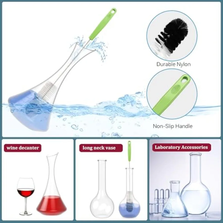 Набор из 12 труб для чистки труб с узкими шейными бутылками. Изогнутые стеклянные трубки и твердые щели с 17 длинными руками.