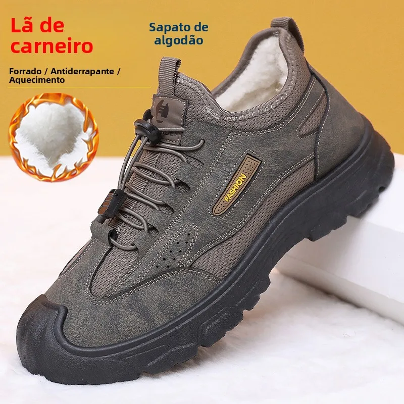 men's-winter-snow-boots-fleece-lined-climbing-shoes-anti-slip-wear-resistant-dad-shoes-short-tube-height-leather-splicing