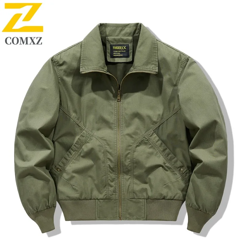 

COMXZ Men Pure Cotton Jacket Breathable Outdoor Windproof Travel Hunting Camping Outerwear Lightweight Autumn Athflow Jackets