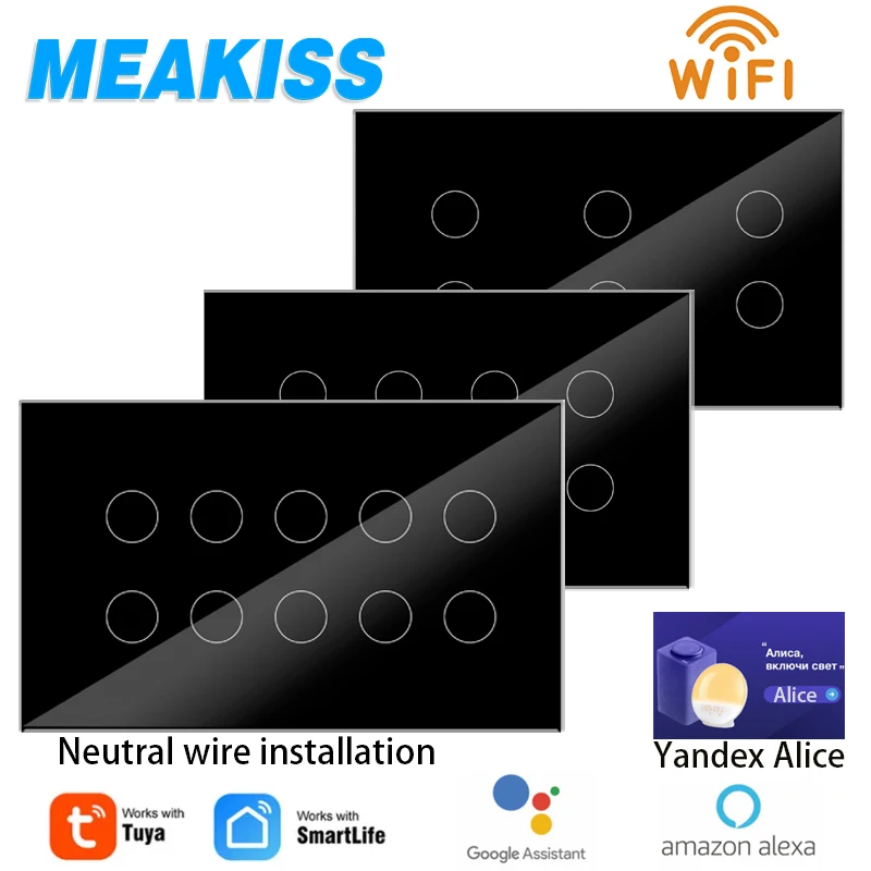 

Wifi Smart Switch 4/5/6/8/10gang 2way app samrt life Alexa Google Yandex Alice voice control AC100V-240V electrical light switch