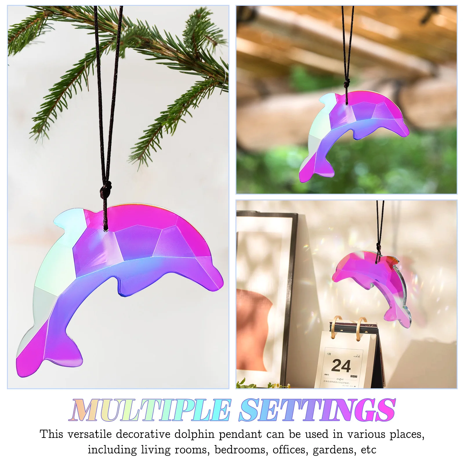 Colorful Dolphin Hanging Sun Catcher Prism Pendant Home Decor Indoor Window Marine Ornament Hanging Sun Catcher