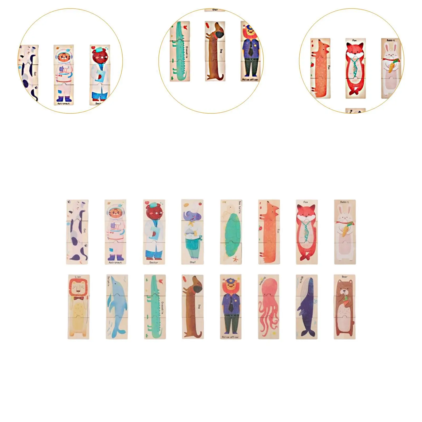 Montessori Toy Wooden Puzzles Words Recognition Game Montessori Sorting Toy