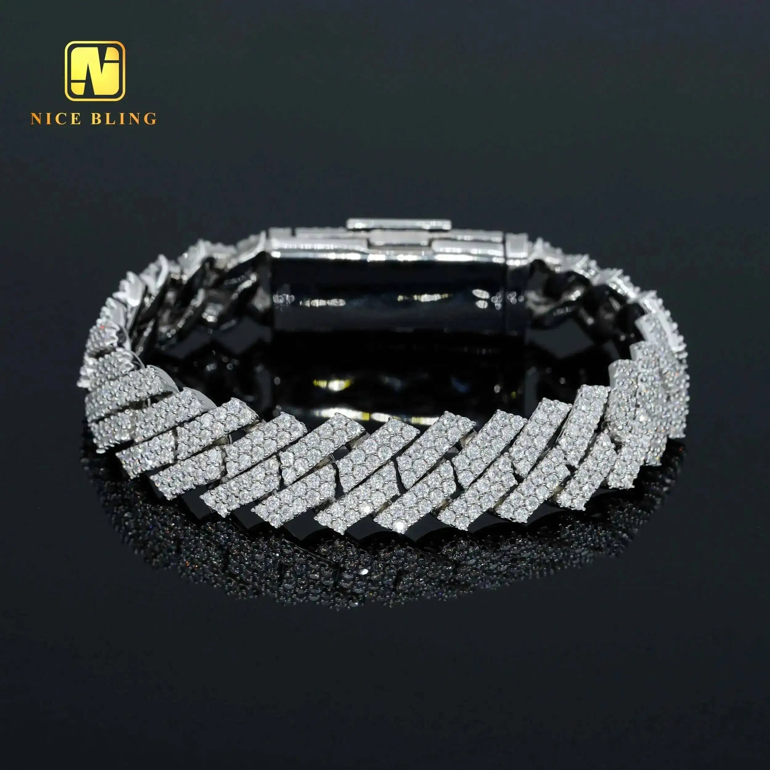 

Ледяное кубинское звено, ожерелье с родиевым покрытием, серебро 925 пробы, муассанит, кубинские цепочки в стиле хип-хоп, 13 мм, 15 мм, кубинский браслет-цепочка для мужчин и женщин