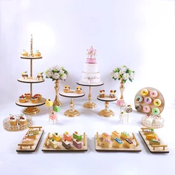 Gold Silver 7- 15pcs  Electroplate Metal  Crystal Cake Stand Set Display Wedding Birthday Party Dessert  Cupcake Plate Rack