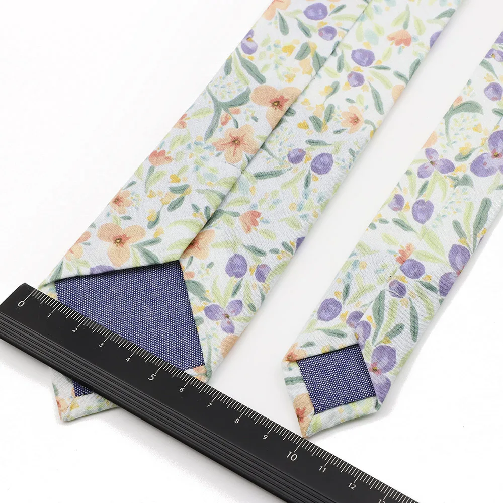 New Men's 6.5cm Cotton Tie Elegant Pink Purple Flower Leaves Beautiful Necktie Wedding Party Daily Suit Shirt Accessories Gifts