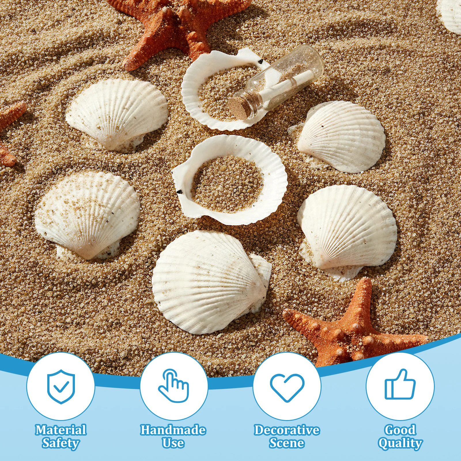 قذائف التقوقع الأبيض الطبيعي DIY بها بنفسك الحرف الخبز ديكور الشاطئ حفلات الزفاف رسمت باليد الكتابة على الجدران ملصقات جدار الحرف الديكور