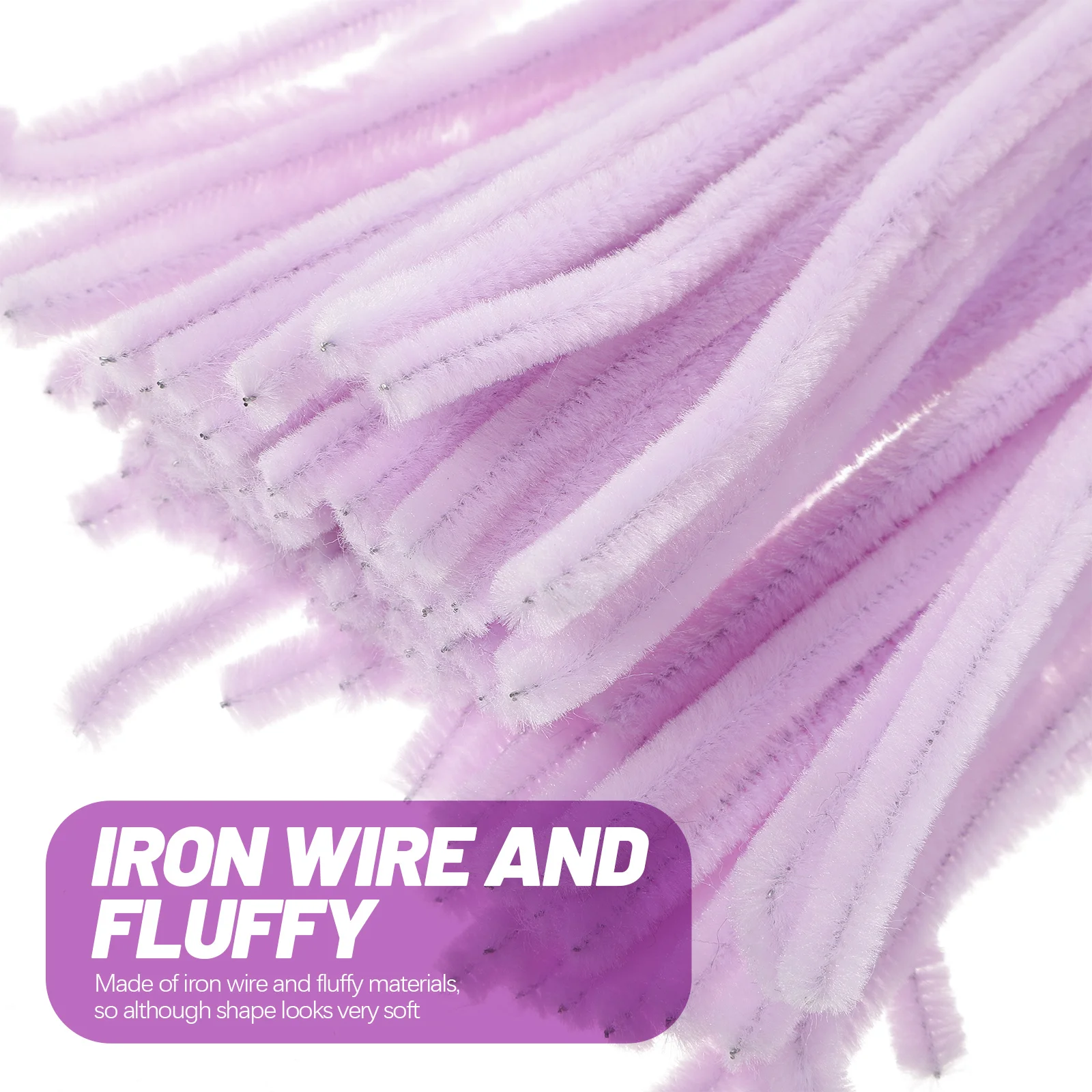 100 pezzi bastoncini twistabili aste floccate pieghevoli per bambini forme di pittura fatte a mano modellazione sviluppo creativo viola chiaro
