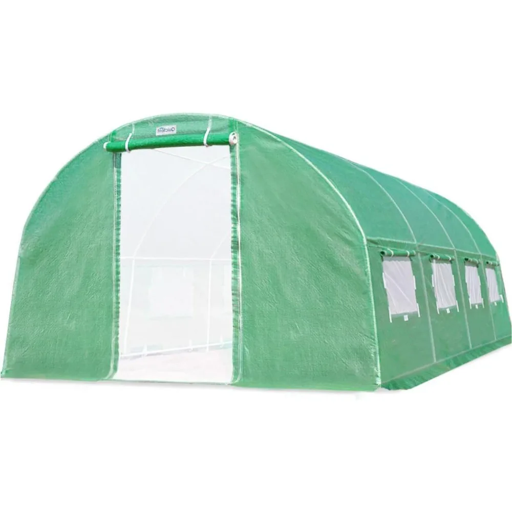 

20x10x6.6 FT Greenhouse, High Tunnel Gardening Large Walk-in Green House with Reinforced PE Cover Zipper Screen Door Hot House