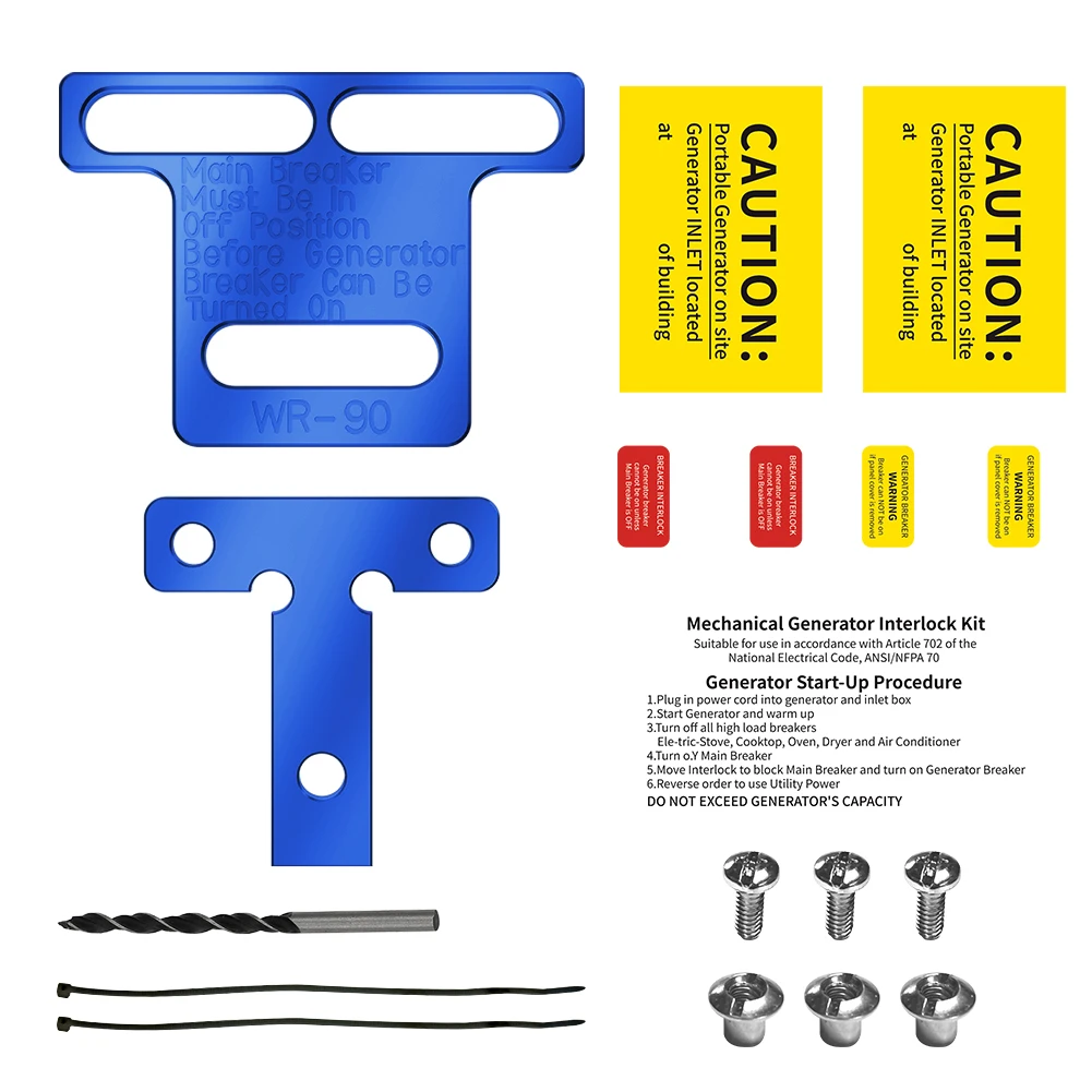 A Set Blue WR-90 Generator Interlock Kit , Eaton / Cutler Hammer 100 amp panel