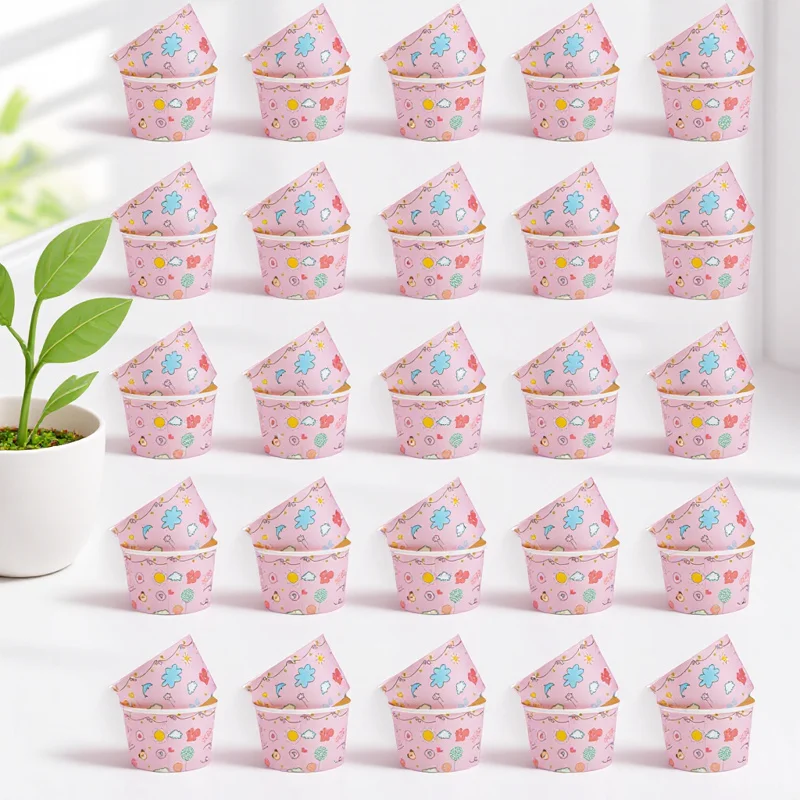 

50Pcs Ice Cream Paper Bowls Disposable Yogurt Containers Multipurpose Dessert Jelly Party Cups Ice Cream Cups Dessert Cup